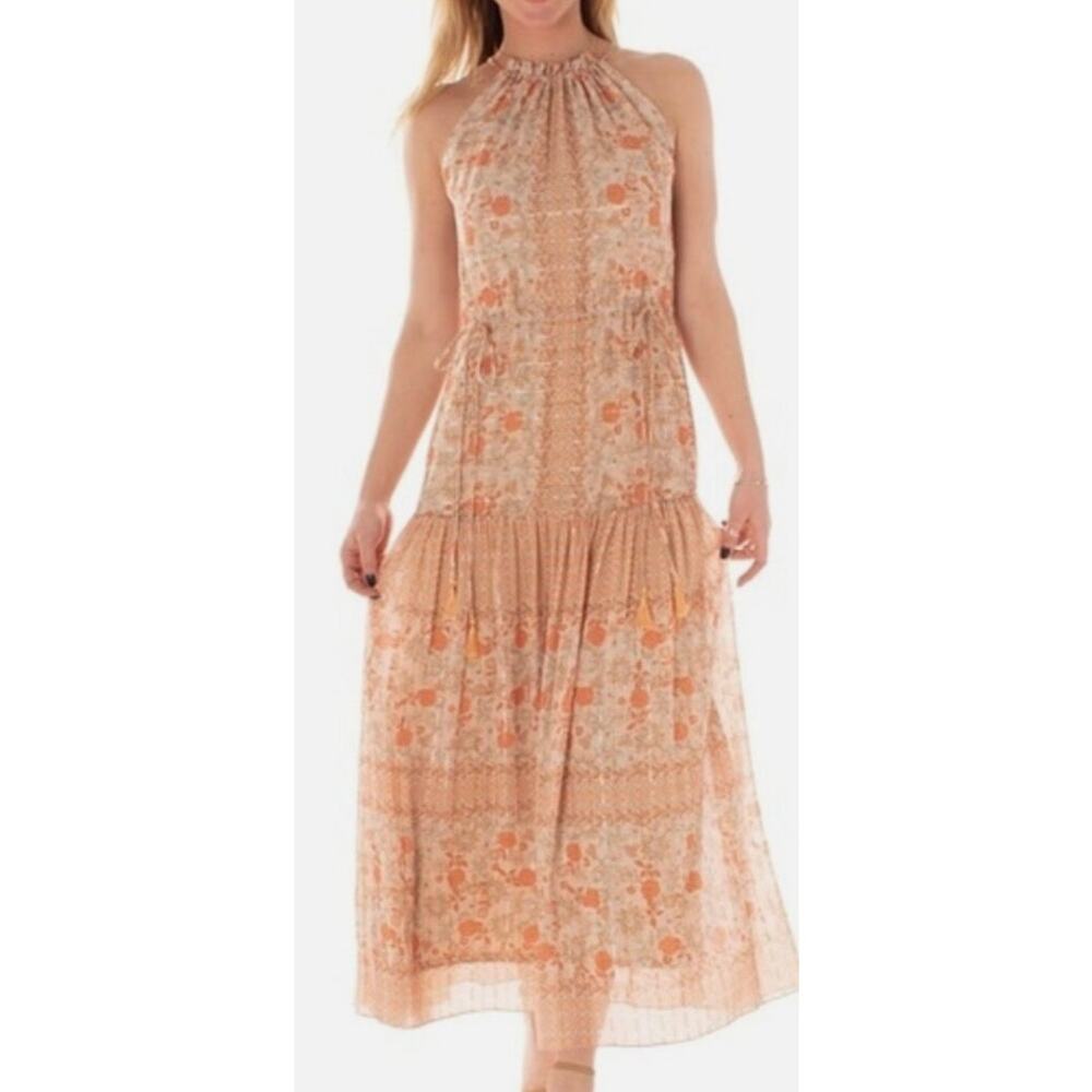 Taylor Rose Beige Floral High Neck Maxi Dress 6 NWT - Picture 1 of 9